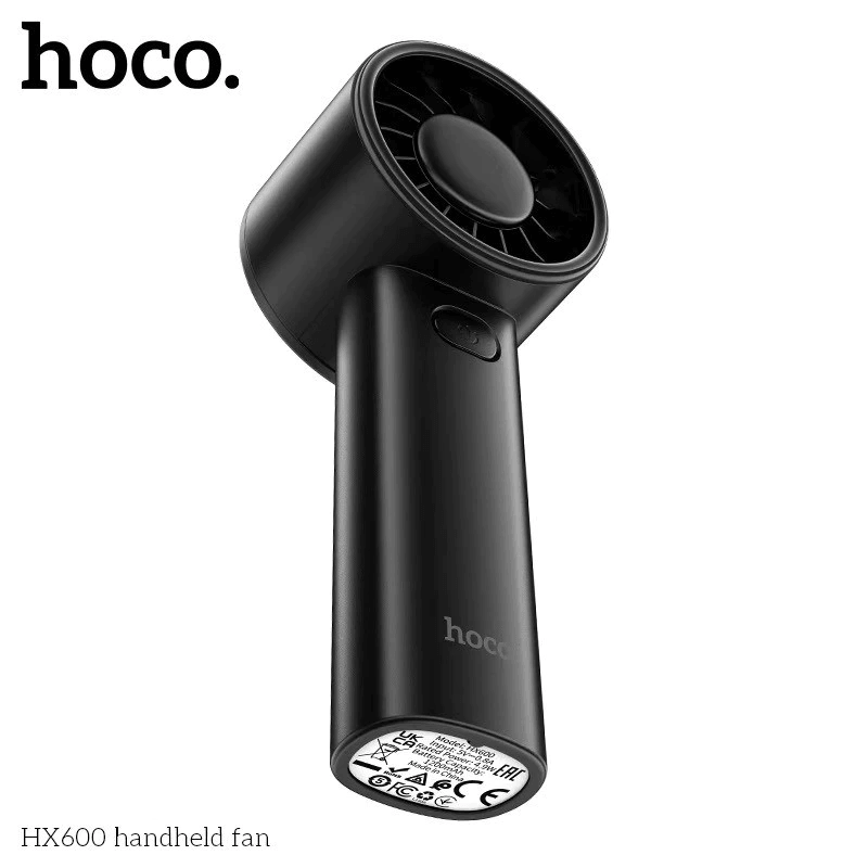 พัดลมพกพา HOCO HX600 สีดำ ปรับแรงลม 3 ระดับ แบตเตอรี่ 1200MAH ใช้งานสูงสุด 4.5 ชม.